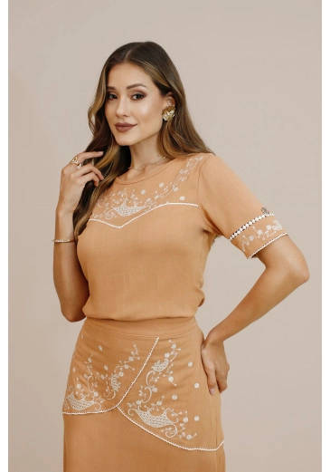 Blusa Ephifania Em Viscose Terracota Nitido Outono/Inverno 2026