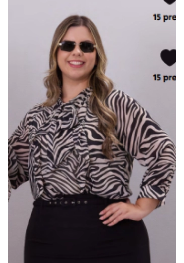 Blusa Rita Em Chiffon Estampado Preto Hapuk Outono/Inverno 2026