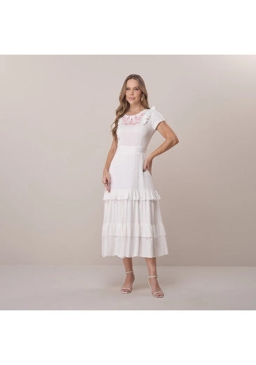 Vestido Amalia Em Viscose Rayon Com Bordado Branco Tata Martello Primavera/Verão 2026