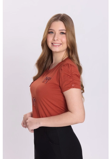 Blusa Gisele Em Malha De Algodão Sustentável Terra Cota Hapuk Outono/Inverno 2026