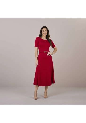 Vestido Karina Em Trico Aspen Vermelho Tatá Martello Outono/Inverno 2025