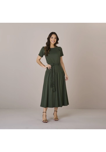 Vestido Eliane Em Moletinho Com Linho Tatá Martello Outono/Inverno 2025