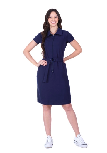 Vestido Franciele Em Malha Cotton Azul Marinho Hapuk Primavera/Verão 2026