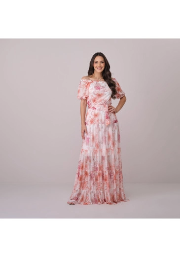 Vestido Fernanda Em Tule Estampado Rosa Tata Martello Primavera/Verão 2026
