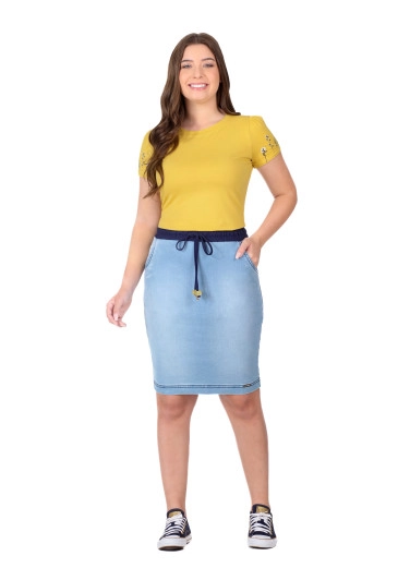 Conjunto Leticia Em Malha Molecotton E Malha Jeans Amarela Hapuk Primavera/Verão 2026