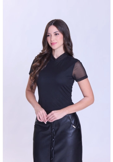 Blusa Maura Em Malha Tule Liso Preto Hapuk Outono/Inverno 2026