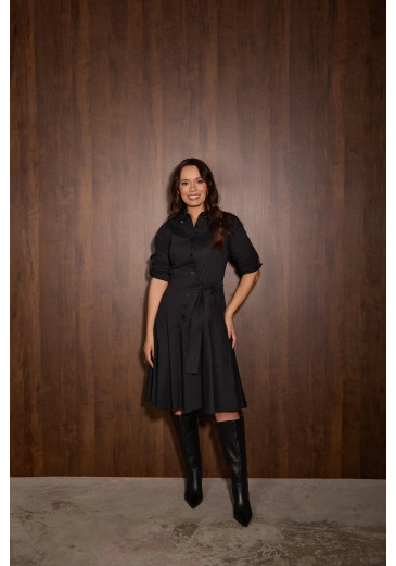Vestido Bruna Em Tricoline Preto Jany Pim Outono/Inverno 2026