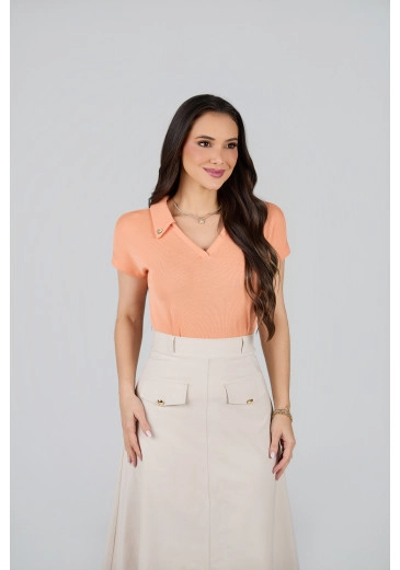Blusa Pietra Em Malha Rib Laranja Tata Martello Primavera/Verão 2027