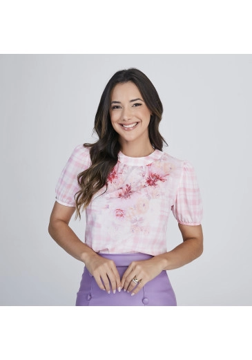 Blusa Linia Estampa Exclusiva Rosa Tata Martello Alto Verão 2024