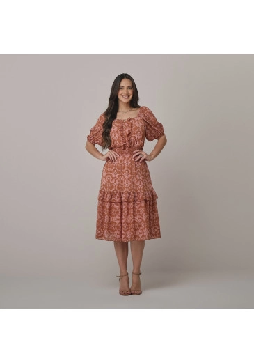 Vestido Vitoria Em Crepe Ava Caramelo Tata Martello Outono/Inverno 2026