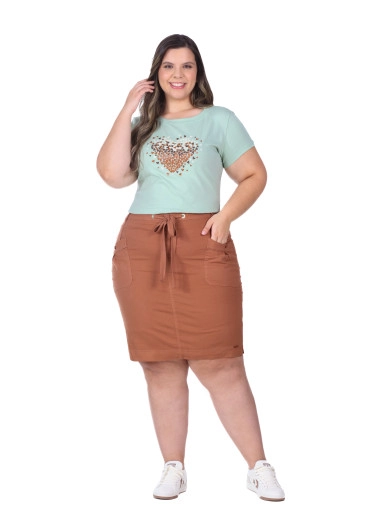 Saia Catarina Em Jeans Color Marrom Hapuk Primavera/Verão 2026