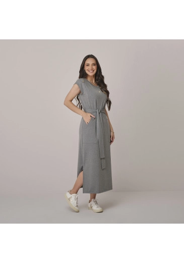 Vestido Pamela Em Moletinho Cinza Tata Martello Outono/Inverno 2026
