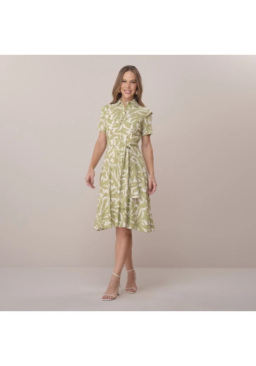 Vestido Elisa Em Linho Caribe Verde Tata Martello Primavera/Verão 2026