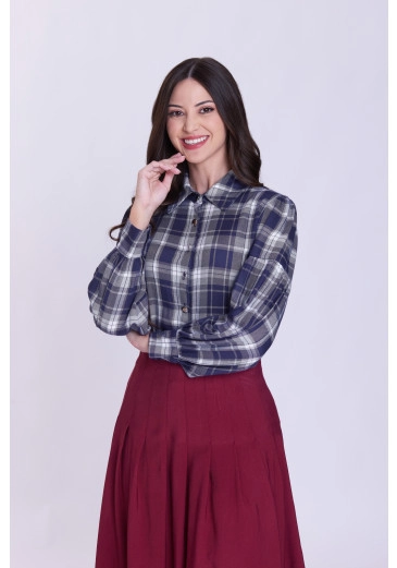 Camisa Body Olga Xadrez Azul Hapuk Outono/Inverno 2026