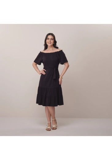 Vestido Raiane Em Malha Preto Tatá Martello Primavera/Verão 2026