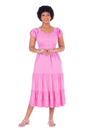 Vestido Mônica Com Bordado Industrial Rosa Hapuk Primavera/Verão 2025