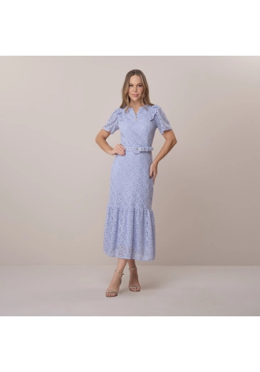 Vestido Rosimeire Em Tel Sevilha Azul Tata Martello Primavera/Verão 2026