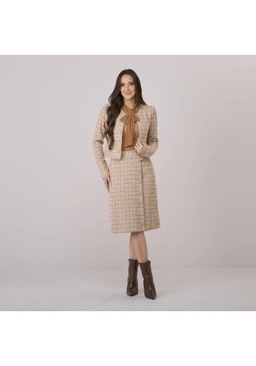 Conjunto Suelen Em Tweed Bege Tata Martello Outono/Inverno 2026