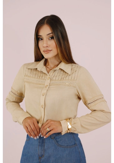 Camisa Gabriela Em Viscolynho Bege Nitido Outono/Inverno 2026