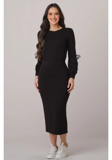 Conjunto Eduarda Em Moletinho Preto Tata Martello Outono/Inverno 2026