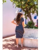 Vestido Tubinho Listrado Azul-Marinho  Boutique k 