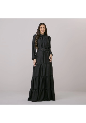 Vestido Giana Em Satin Preto Tata Martello Outono/Inverno 2026