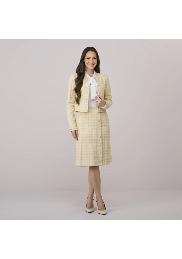 Conjunto Suelen Em Tweed Amarelo Tata Martello Outono/Inverno 2026