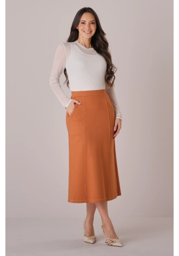 Saia Mirela Em Alfaiataria Caramelo Tata MartelloOutono/Inverno 2026