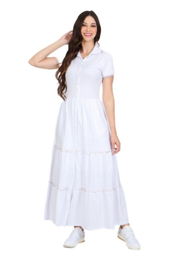 Vestido Yara Em Malha De Algodão Branco Hapuk Outono/Inverno 2024