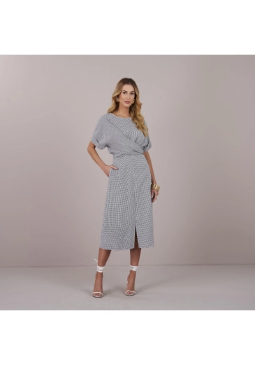 Vestido Julia em Viscose Vicky Dots Preto Tatá Martello Primavera/Verão 2025 