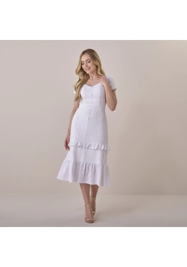 Vestido Helenice Em Renda Jacquard Branco Tata Martello Primavera/Verão 2026
