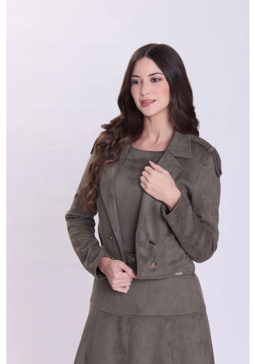Jaqueta Cibele Em Malha Suede Verde Hapuk Outono/Inverno 2026
