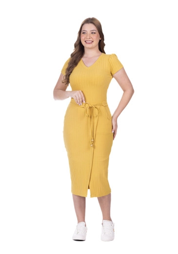 Vestido Maria Rita Em Malha Canelado Largo Amarelo Hapuk Primavera/Verão 2026