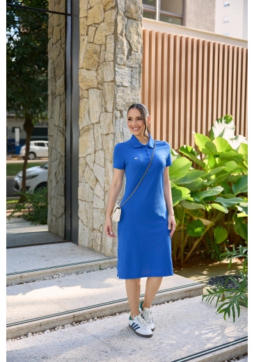 Vestido Pilar Em Malha Piquet Azul Tata Martello Outono/Inverno 2026