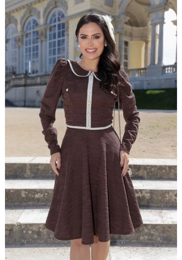 Conjunto Em Tweed De Malha Marrom Maria Amore Outono/Inverno 2026 