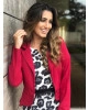 Blazer em Linho Vermelho Clara Rosa