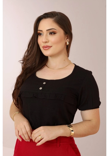 Blusa Confeccionada Em Viscose Preto Mulher Morena Outono/Inverno 2025