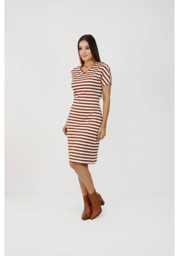 Vestido Lisi Em Malha Canelada Marrom Nítido Outono/Inverno 2025