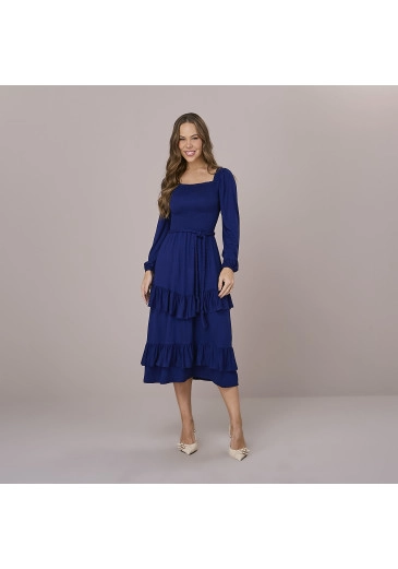 Vestido Noeli Em Malha Vis Up Azul Marinho Tatá Martello  Outono/Inverno 2025