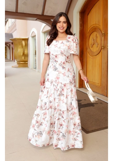 Vestido Carlota Em Crepe Estampado Maria Amore Primavera/Verão 2026