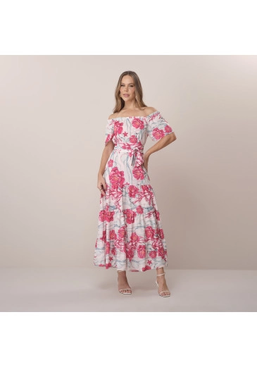 Vestido Raissa Em Crepe Gloss Azul Tatá Martello Primavera/Verão 2026