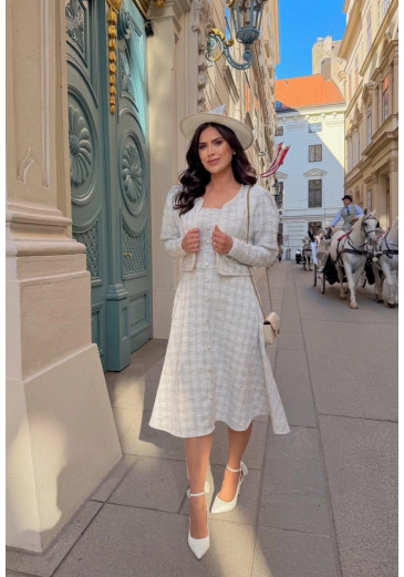 Conjunto Em Tweed De Malha Off White Maria Amore Outono/Inverno 2026