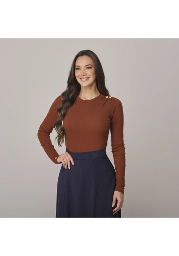 Blusa Giovana Em Stella Maris Marrom Tata Martello Outono/Inverno 2026
