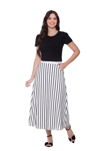 Saia Jordana Em Malha Off White Listrada Hapuk Outono/Inverno 2025