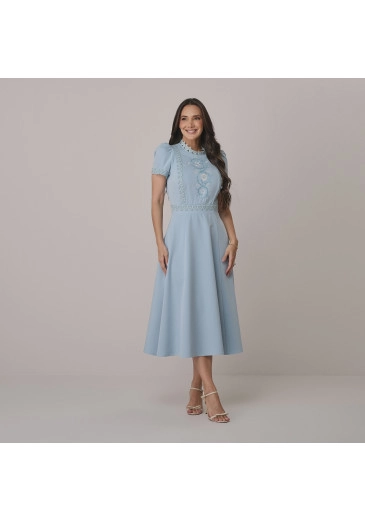 Vestido Mariane Em Alfaiataria Bordado Azul Tata Martello Outono/Inverno 2026