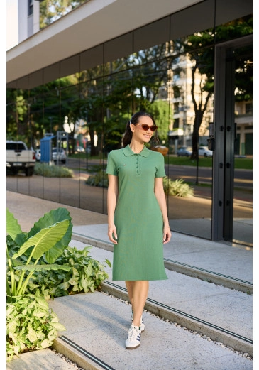 Vestido Pilar Em Malha Piquet Verde Tata Martello Outono/Inverno 2026