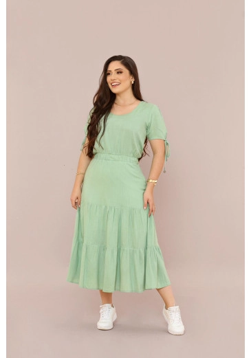 Vestido Em Viscose Pistache Mulher Morena Outono/Inverno 2025