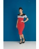 Vestido Tubinho com Listras Vermelho Tatá Martello