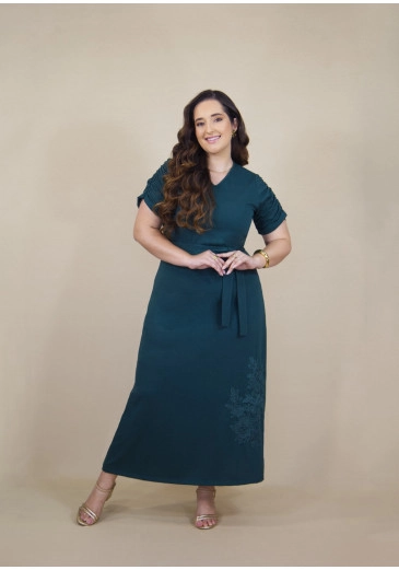 Vestido Em Moletinho Verde Plus Size Hadaza Outono/Inverno 2026