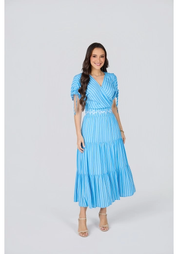 Vestido Natalia Em Viscose Com Bordado Industrial Azul Tata Martello Primavera/Verão 2027